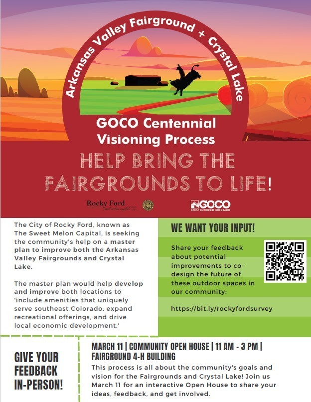 English Flyer for Ark Valley Fairgrounds and Crystal Lake project