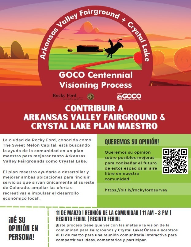 Spanish flyer for Ark Valley Fairgrounds and Crystal Lake Project
