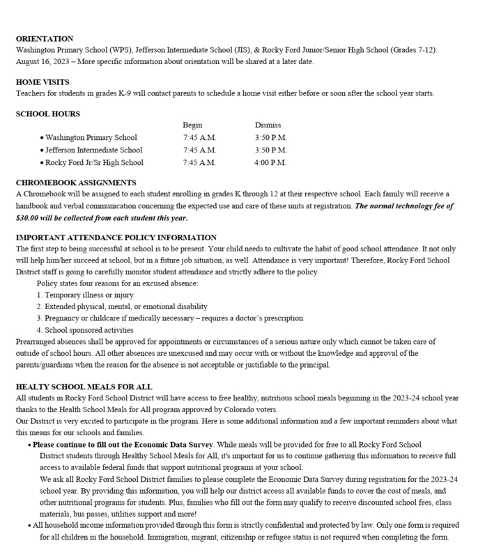 Back to School News Rocky Ford School District